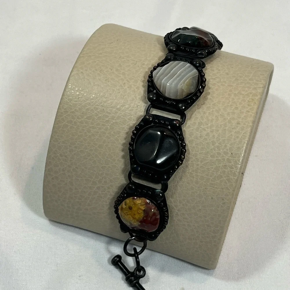 Unique Natural Stone Bracelet in Metal Setting